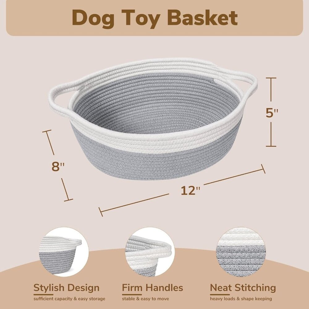 Small Woven Storage Basket with Handles, Cotton Rope Baskets for Gifts Empty, Do - Picture 3 of 8